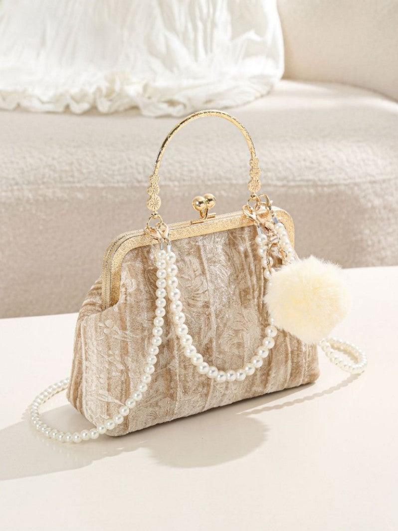 Autumn and Winter New Women's Bag Plush Crossbody Bag New Chinese Style Embossed Handbag Versatile Handbag Mouth Gold Bag
