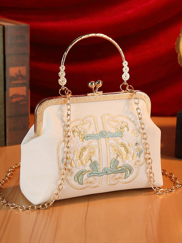New Chinese style embroidered women's bag, small square bag, bridesmaid's buckle handbag, simple and elegant, niche Hanfu qipao, bride