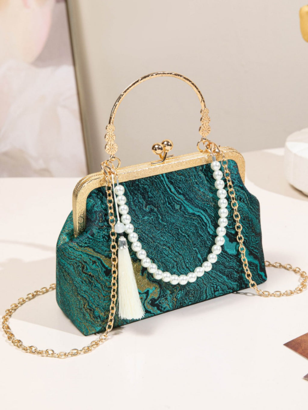 Cross border women's bag shoulder bag silk plain Hanfu bag women bags new Chinese style crossbody bag clip on handbag