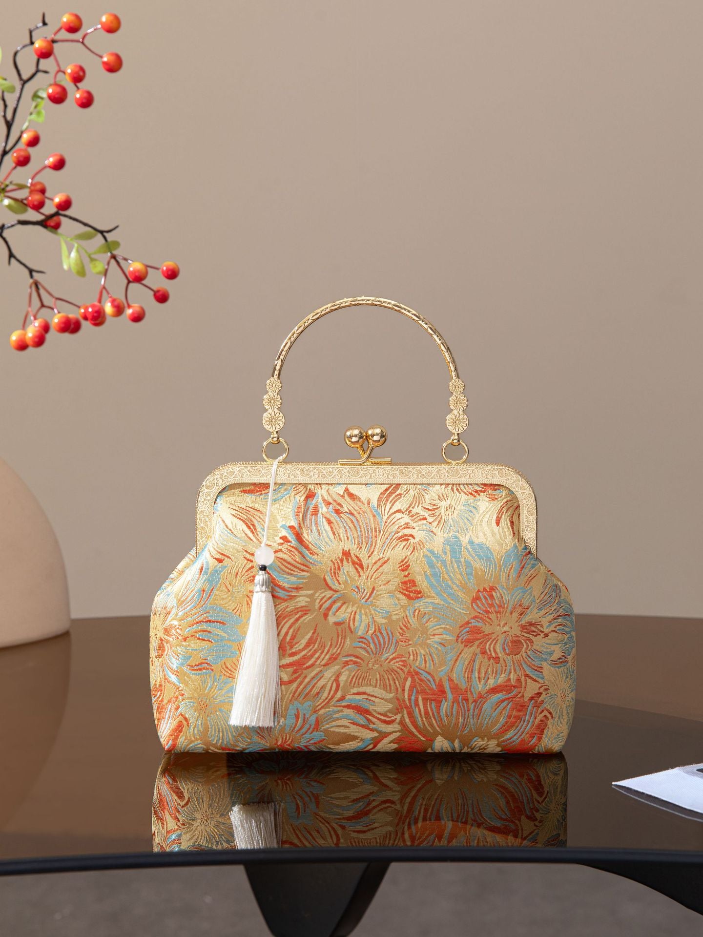 Chinese style finished products, Chinese style Song brocade, Chinese qipao bags, Hanfu single shoulder handbags, high aesthetic antique style mobile phone bags for women