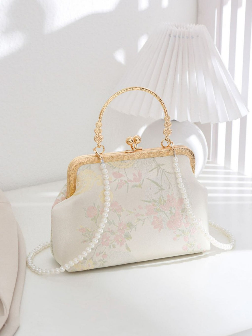 New Chinese style silk embroidery Hanfu bag, versatile for summer, crossbody chain dumpling bag, floral pattern handbag