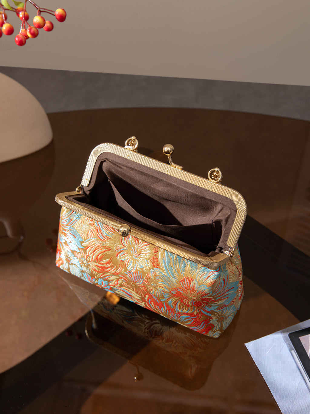 Handbag New Song Jin Bag Retro Flower Cheongsam Banquet Bag Women's Chinese Style Cross Shoulder Small Bag Chain Evening Bag
