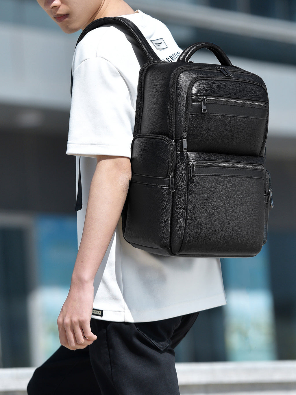 New Business Commuter Computer Bag 15.6-inch Large Capacity College Student Backpack Fashion Lychee Pattern Men's Backpack