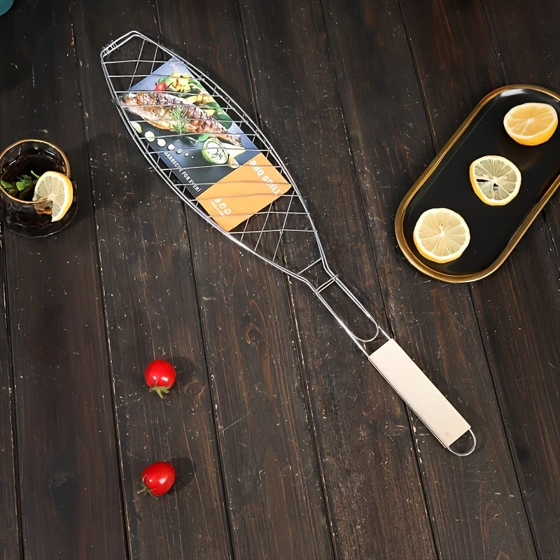1pc Pinza de Madera para Barbacoa - Pinza Resistente para Pescado y Carne para Cocina y Restaurante