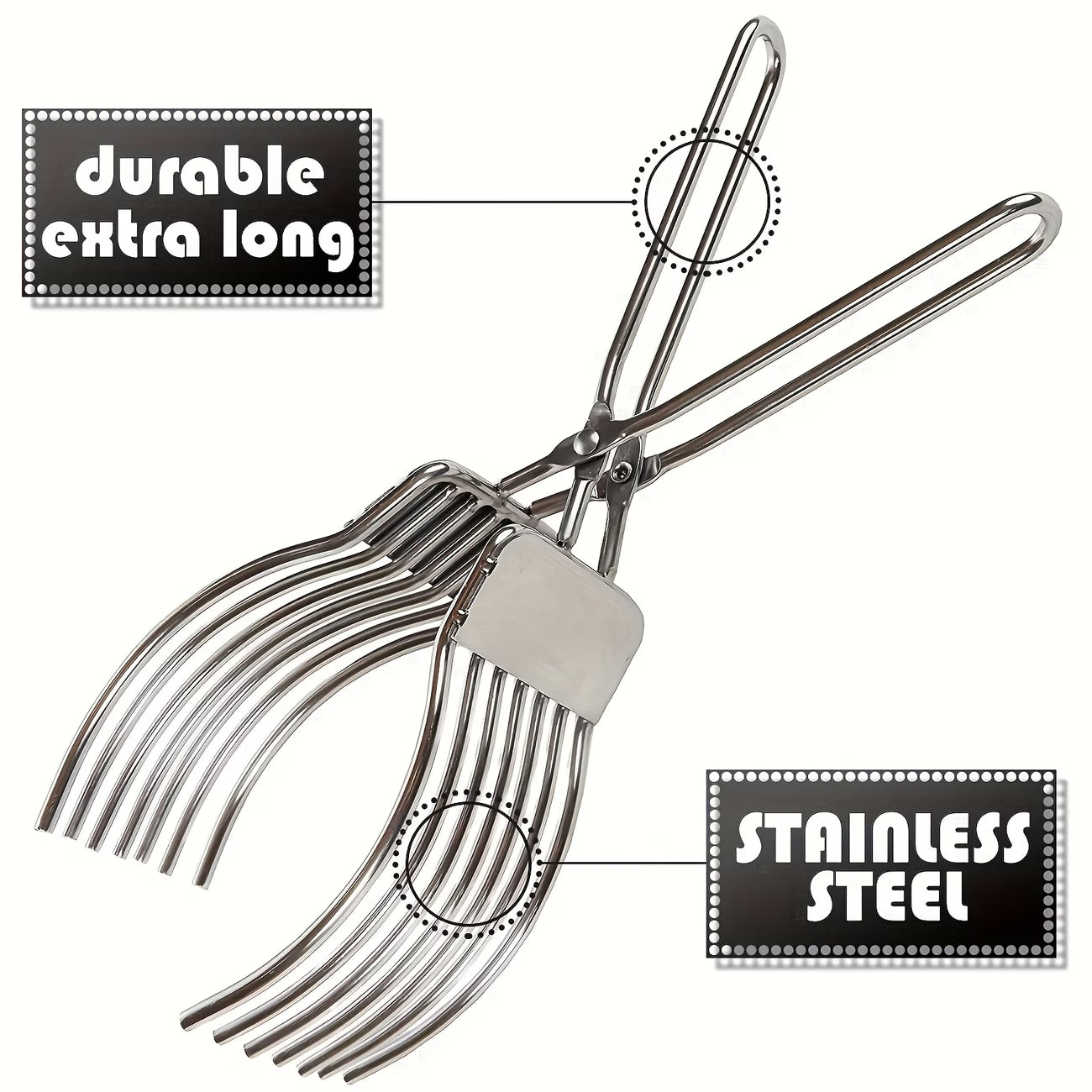 1 pinza para carne de acero inoxidable – Pinzas para barbacoa multiusos de alta resistencia para asar a la parrilla, rebanar y manipular carne, jamón